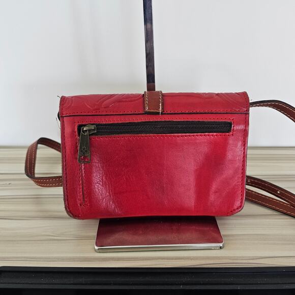 Patrica Nash Red Leather Embossed Small Crossbody Bag - Picture 2 of 5